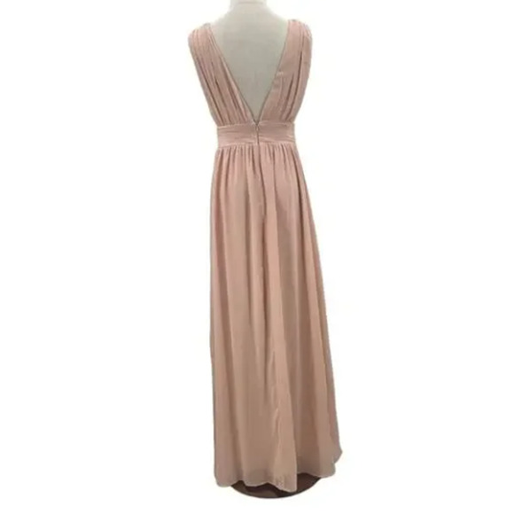 LULU'S sz L Heavenly Hues VNeck Blush Maxi Goddess Bridal Gown Dress NEW B72 - Picture 4 of 7